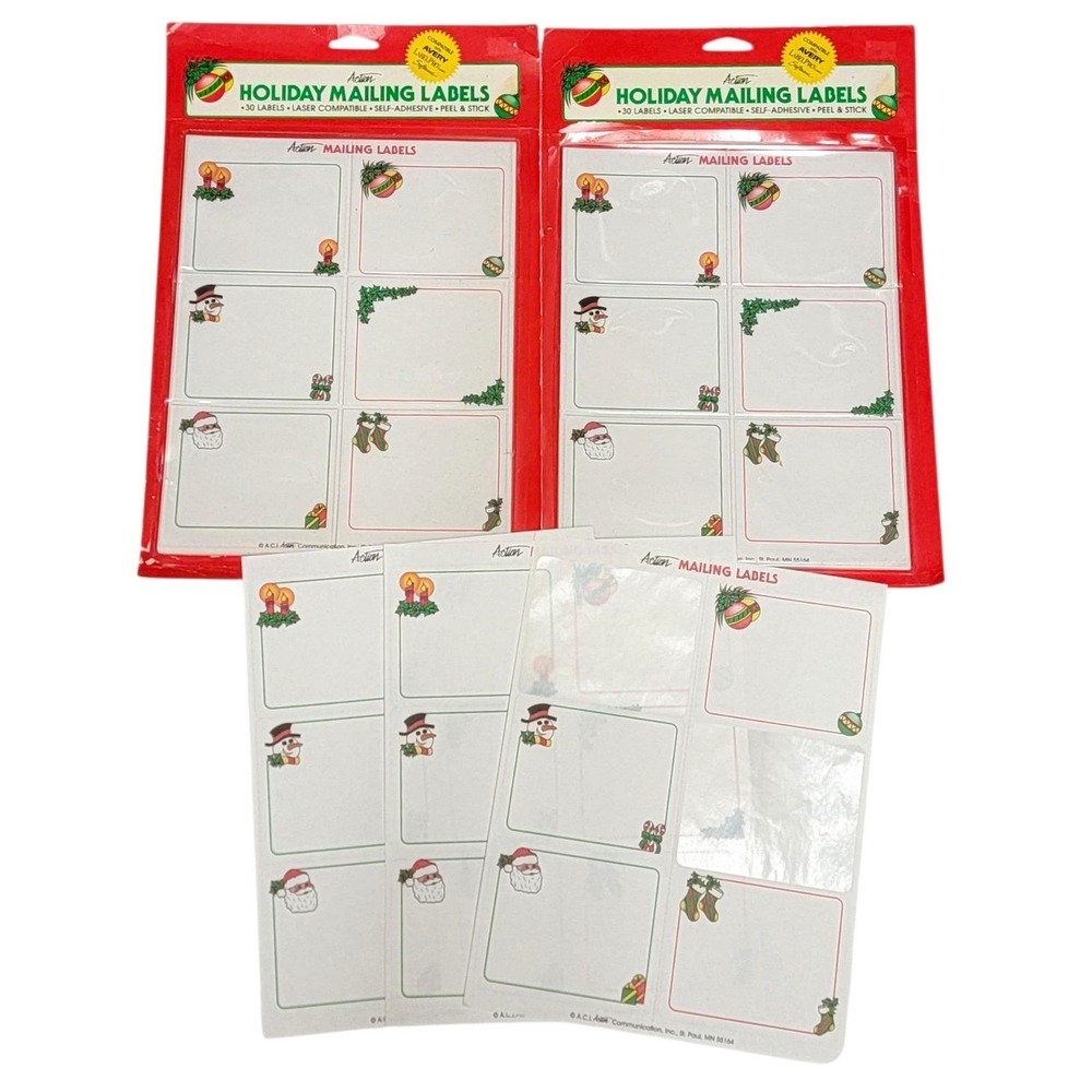 VTG 90s Holiday Mailing Labels 76 Ct Christmas Peel & Stick Laser Compatible